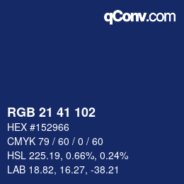 颜色代码: RGB 21 41 102 | qconv.com