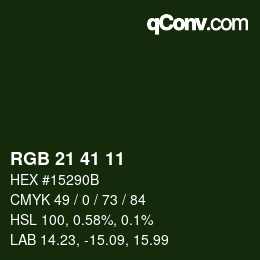 カラーコード: RGB 21 41 11 | qconv.com
