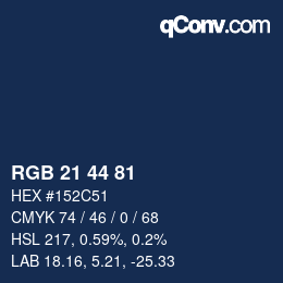 Farbcode: RGB 21 44 81 | qconv.com