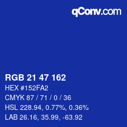 カラーコード: RGB 21 47 162 | qconv.com