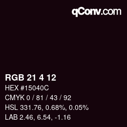 Color code: RGB 21 4 12 | qconv.com