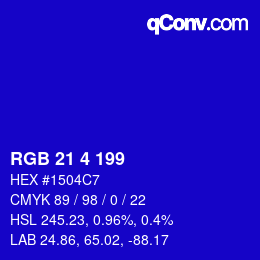 Color code: RGB 21 4 199 | qconv.com