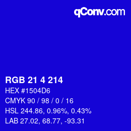 Color code: RGB 21 4 214 | qconv.com