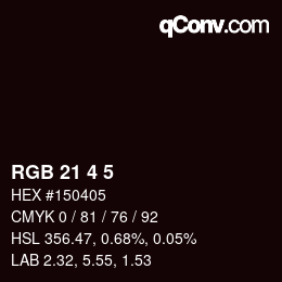 Color code: RGB 21 4 5 | qconv.com