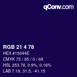 Color code: RGB 21 4 78 | qconv.com