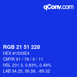 Color code: RGB 21 51 228 | qconv.com