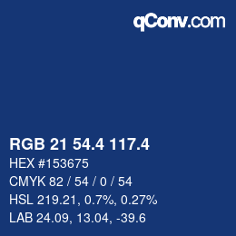 カラーコード: RGB 21 54.4 117.4 | qconv.com