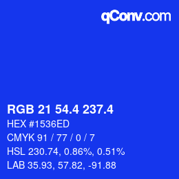 カラーコード: RGB 21 54.4 237.4 | qconv.com