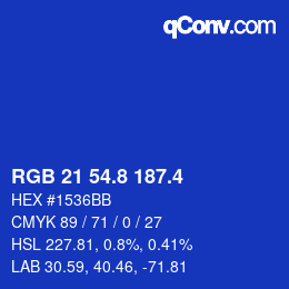 カラーコード: RGB 21 54.8 187.4 | qconv.com