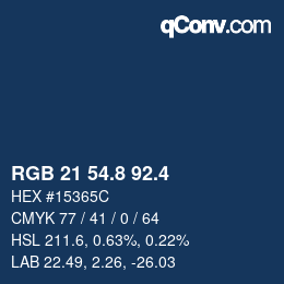 カラーコード: RGB 21 54.8 92.4 | qconv.com