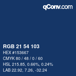 Color code: RGB 21 54 103 | qconv.com