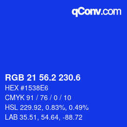 カラーコード: RGB 21 56.2 230.6 | qconv.com