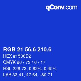 カラーコード: RGB 21 56.6 210.6 | qconv.com