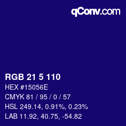 Color code: RGB 21 5 110 | qconv.com