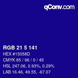 Color code: RGB 21 5 141 | qconv.com