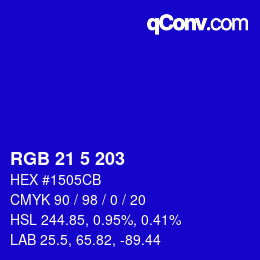 Color code: RGB 21 5 203 | qconv.com