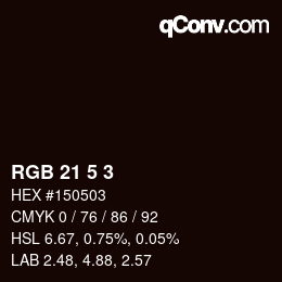 Color code: RGB 21 5 3 | qconv.com