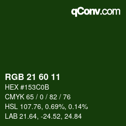 Farbcode: RGB 21 60 11 | qconv.com