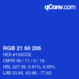 カラーコード: RGB 21 60 206 | qconv.com