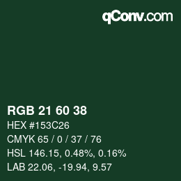 Color code: RGB 21 60 38 | qconv.com