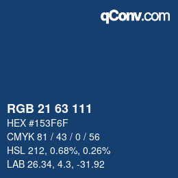 Farbcode: RGB 21 63 111 | qconv.com
