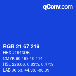 Farbcode: RGB 21 67 219 | qconv.com
