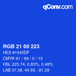 Farbcode: RGB 21 69 223 | qconv.com