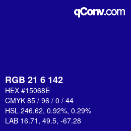 颜色代码: RGB 21 6 142 | qconv.com