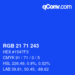 Color code: RGB 21 71 243 | qconv.com