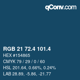 カラーコード: RGB 21 72.4 101.4 | qconv.com