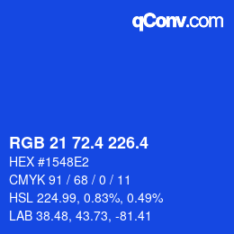 カラーコード: RGB 21 72.4 226.4 | qconv.com