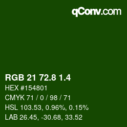 カラーコード: RGB 21 72.8 1.4 | qconv.com