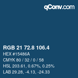 カラーコード: RGB 21 72.8 106.4 | qconv.com