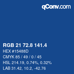 カラーコード: RGB 21 72.8 141.4 | qconv.com
