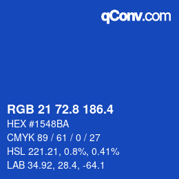 カラーコード: RGB 21 72.8 186.4 | qconv.com