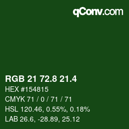 カラーコード: RGB 21 72.8 21.4 | qconv.com