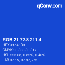 カラーコード: RGB 21 72.8 211.4 | qconv.com