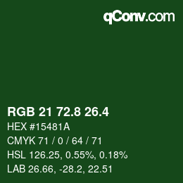 カラーコード: RGB 21 72.8 26.4 | qconv.com