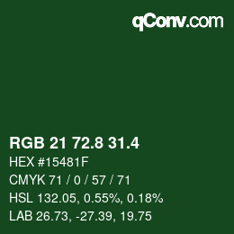 カラーコード: RGB 21 72.8 31.4 | qconv.com