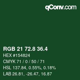 カラーコード: RGB 21 72.8 36.4 | qconv.com