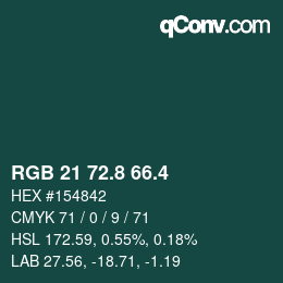 カラーコード: RGB 21 72.8 66.4 | qconv.com