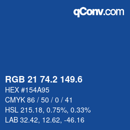カラーコード: RGB 21 74.2 149.6 | qconv.com