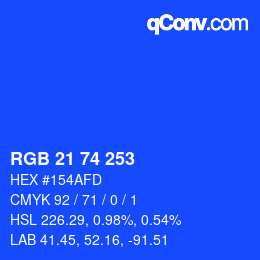 カラーコード: RGB 21 74 253 | qconv.com