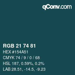 Farbcode: RGB 21 74 81 | qconv.com