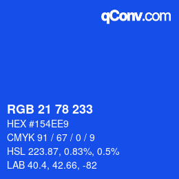 Color code: RGB 21 78 233 | qconv.com