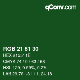 Farbcode: RGB 21 81 30 | qconv.com
