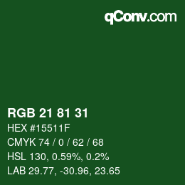 Farbcode: RGB 21 81 31 | qconv.com