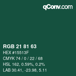 Farbcode: RGB 21 81 63 | qconv.com