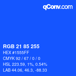 Color code: RGB 21 85 255 | qconv.com