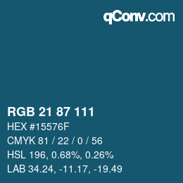 カラーコード: RGB 21 87 111 | qconv.com